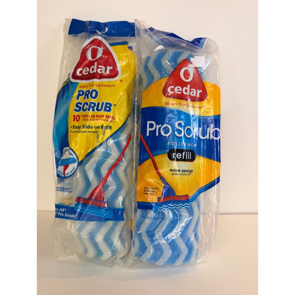 O-Cedar Pro Scrub 10 Inch Roller Mop Refill Wave Sponge 2 Pack Blue White
